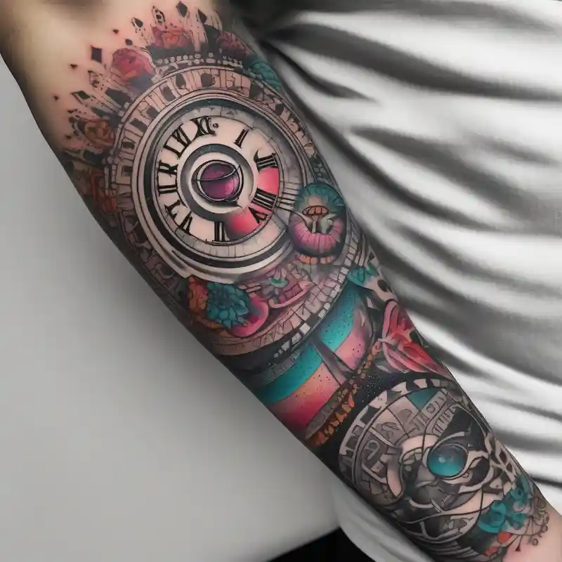 sleeve tattoo to contain the symbols family, love, health, time, money, happines drake tattoos